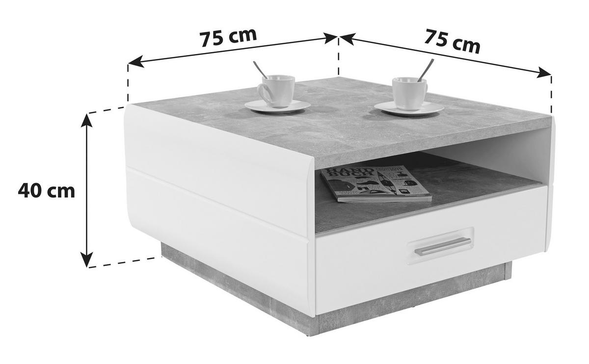 Couchtisch Mit Stauraum Avensis, Betonoptik/weiß - Weiß/Grau, MODERN, Holzwerkstoff (75/40/75cm) - Luca Bessoni