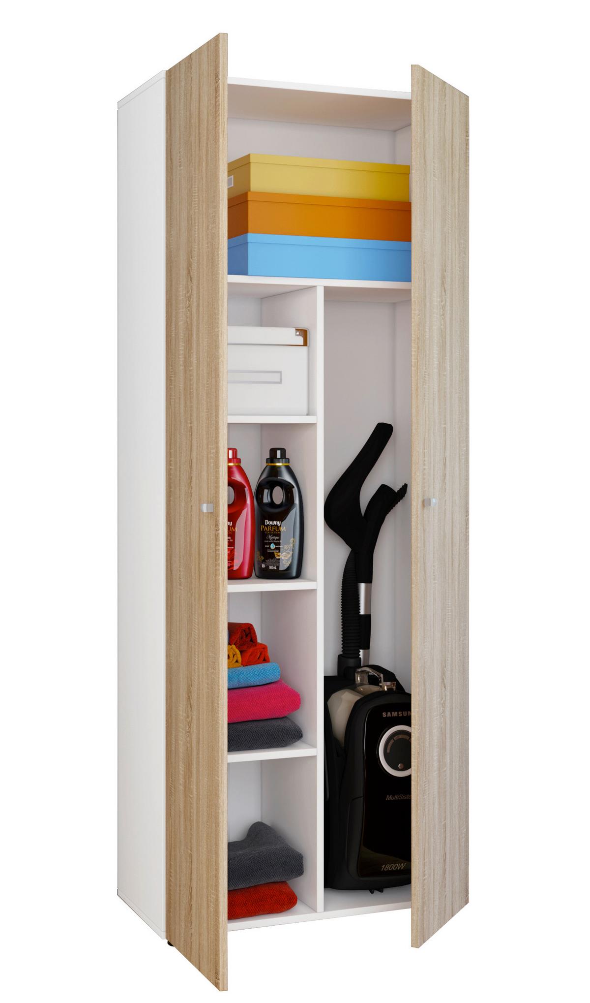 Mehrzweckschrank Vandol Weiß/Sonoma Eiche Dekor B:70cm - Weiß/Sonoma Eiche, Design, Holzwerkstoff (70/178/39cm) - MID.YOU