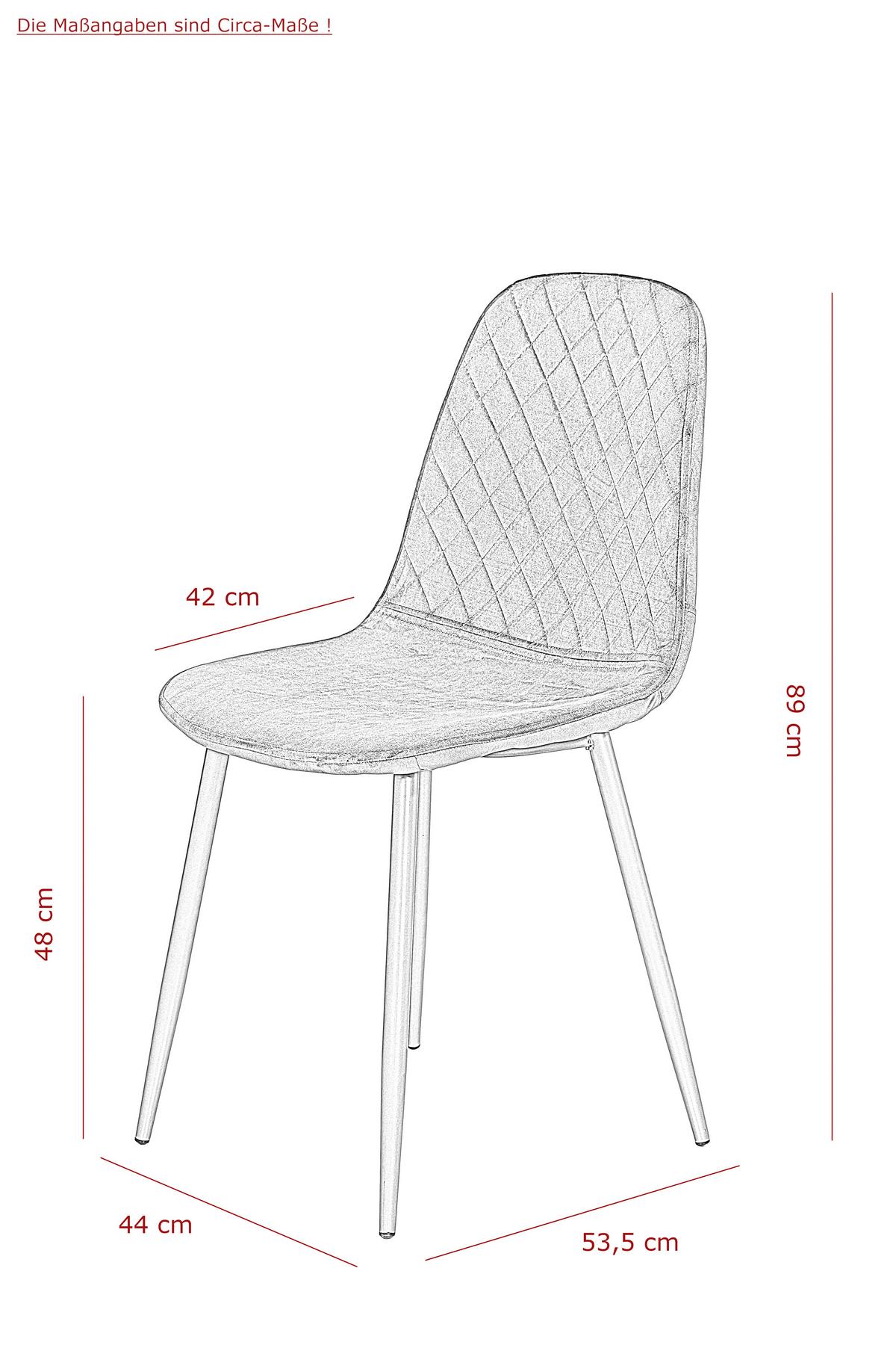 Schalenstuhl Mira Grau Samt Gepolstert - Schwarz/Grau, Basics, Textil/Metall (44/89/53,5cm) - MID.YOU