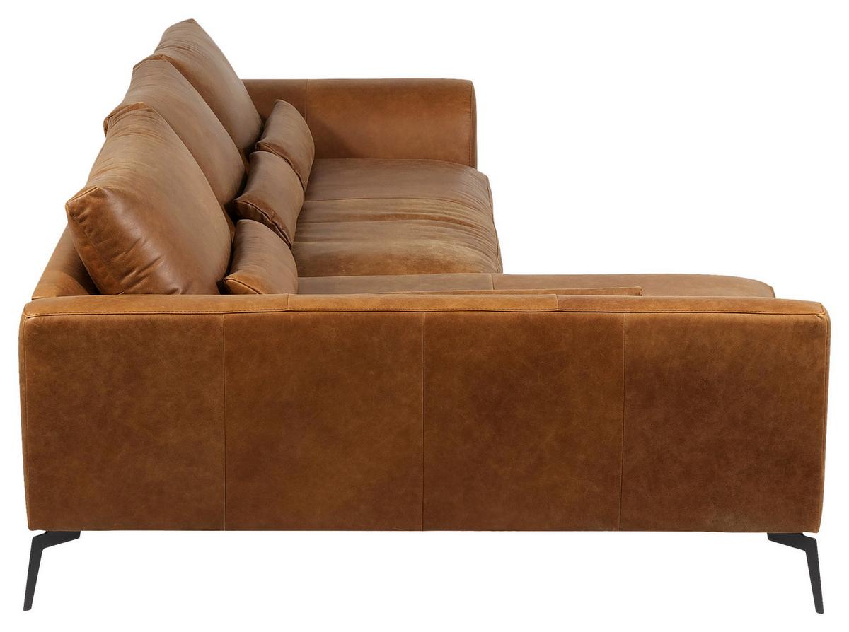 Ecksofa Berlin Cognac S: 172 cm - Cognac/Schwarz, Design, Leder (172/313cm) - Livetastic