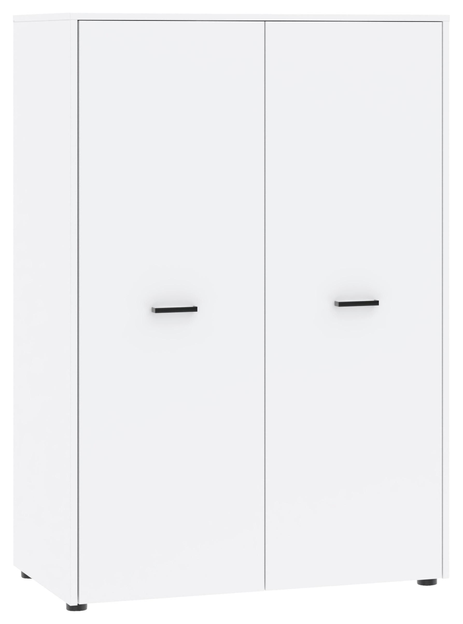 Drehtürschrank Kivo Weiß, B: 90 Cm - Weiß, Basics, Holzwerkstoff (90/129,8/52,1cm)