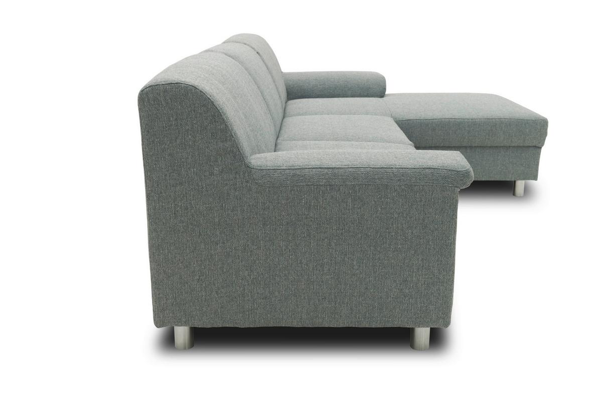 Ecksofa Mit Schlaffunktion Jamie Silberfarben Webstoff - Chromfarben/Silberfarben, KONVENTIONELL, Textil (252/150cm) - MID.YOU