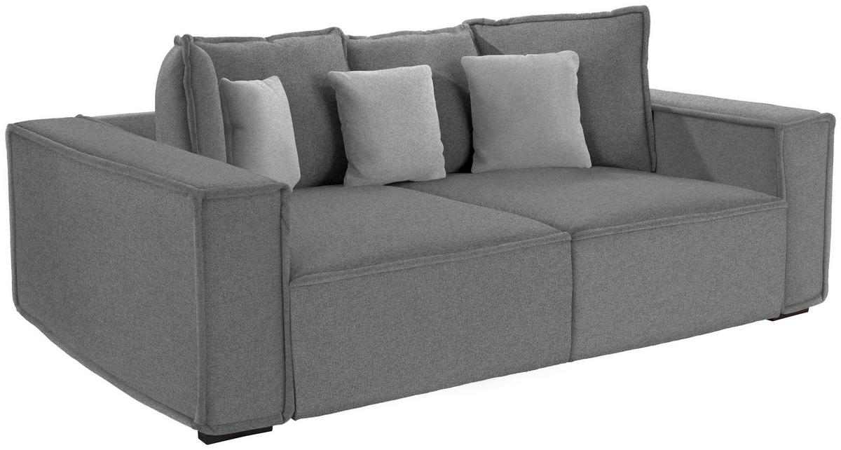 Bigsofa Mit Kissen Surf, Mikrofaser - Hellgrau/Grau, MODERN, Holz/Textil (244/62/117cm) - Luca Bessoni