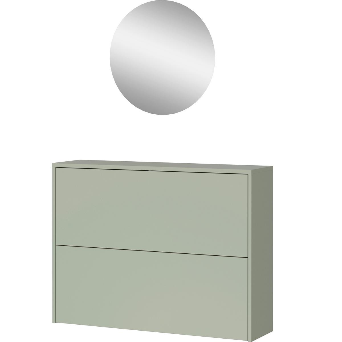 Garderobe Gw-Binetto 2-Teilig Grün/Eichefarben B: 99 cm - Eichefarben/Grün, Design, Glas/Holzwerkstoff (99/200/27cm) - Livetastic