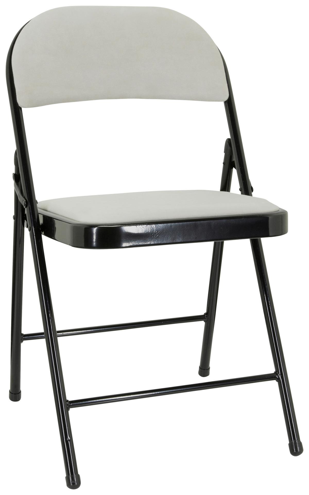 Klappstuhl Tudela I Schwarz/weiß Samt - Schwarz/Weiß, Basics, Textil/Metall (44/80/49cm) - MID.YOU