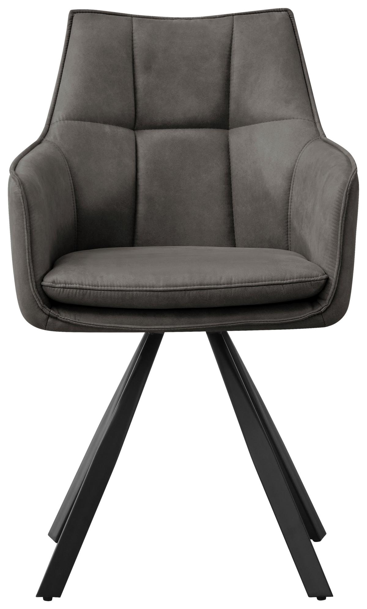 Armlehnstuhl Luna drehbar dunkelgrau, B: 57cm - Dunkelgrau/Schwarz, MODERN, Holz/Textil (57/90/62cm)