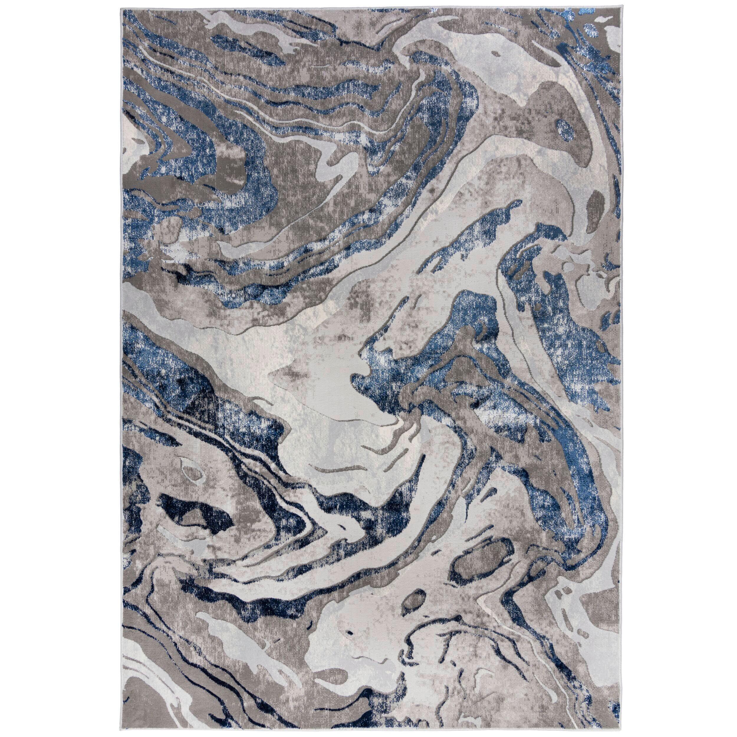 Webteppich Marbled - Dunkelblau, KONVENTIONELL, Textil (200/290cm)