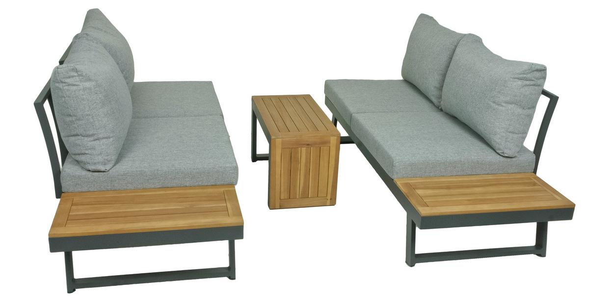 Loungegarnitur Felice - Schwarz/Braun, Basics, Holz/Kunststoff - Gardenson