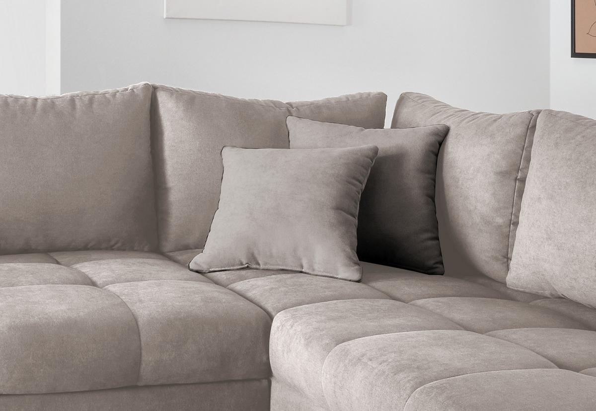 Eckschlafsofa Alvito Taupe S: 298/202 cm - Taupe/Silberfarben, Design, Textil (298/202cm) - MID.YOU