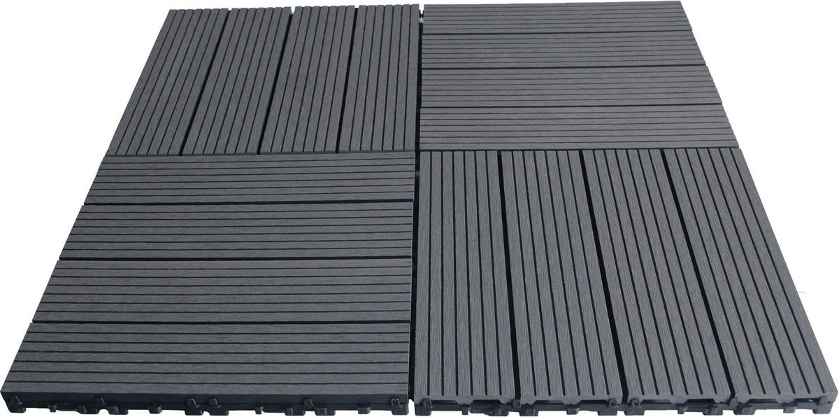 TERRASSENFLIESE NOAH 9ER-SET - Anthrazit, Basics, Holzwerkstoff/Kunststoff (30/30/2,2cm) - Beldano