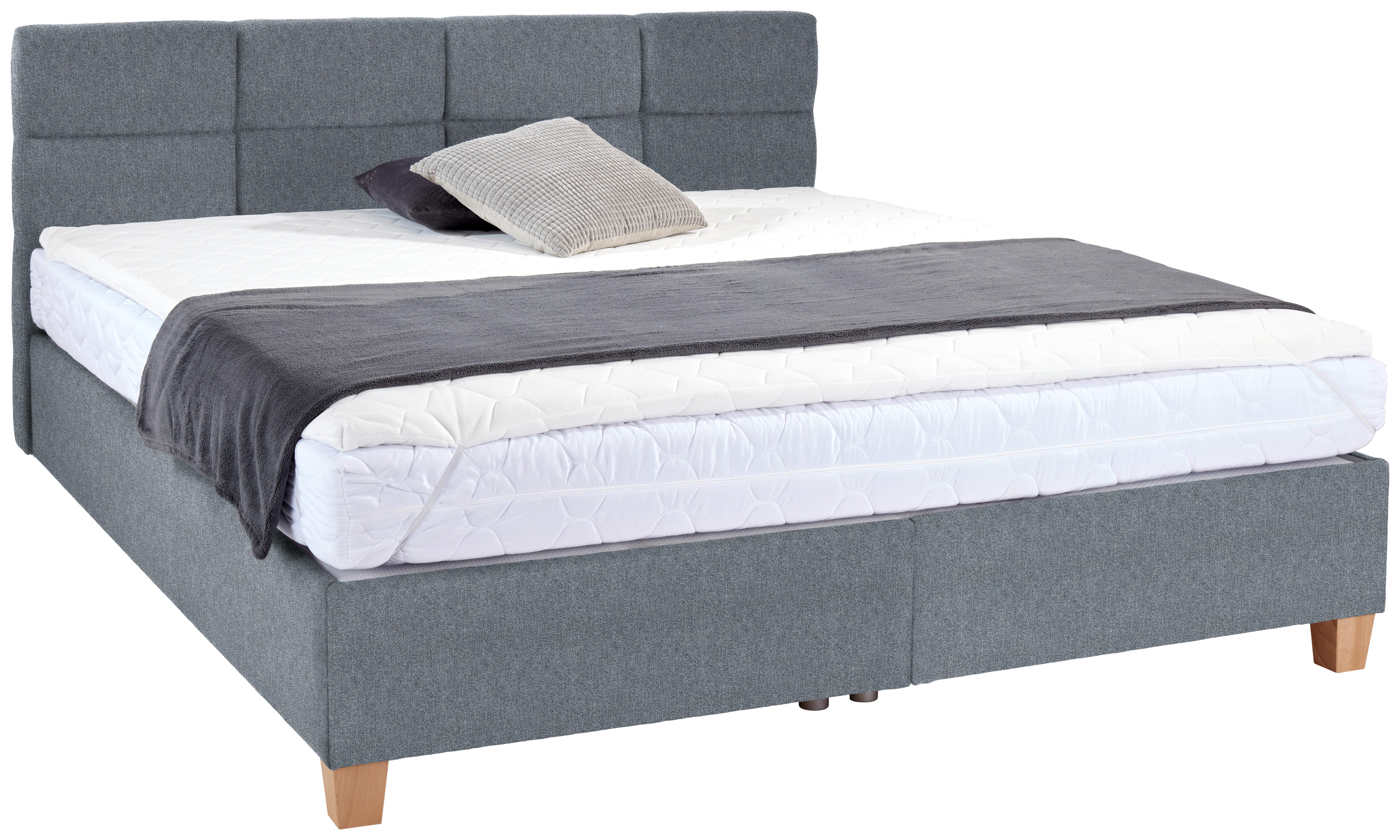 Polsterbett mit Bettkasten 160x200 Bellagio Grau - Buchefarben/Weiß, KONVENTIONELL, Holz/Textil (160/200cm)