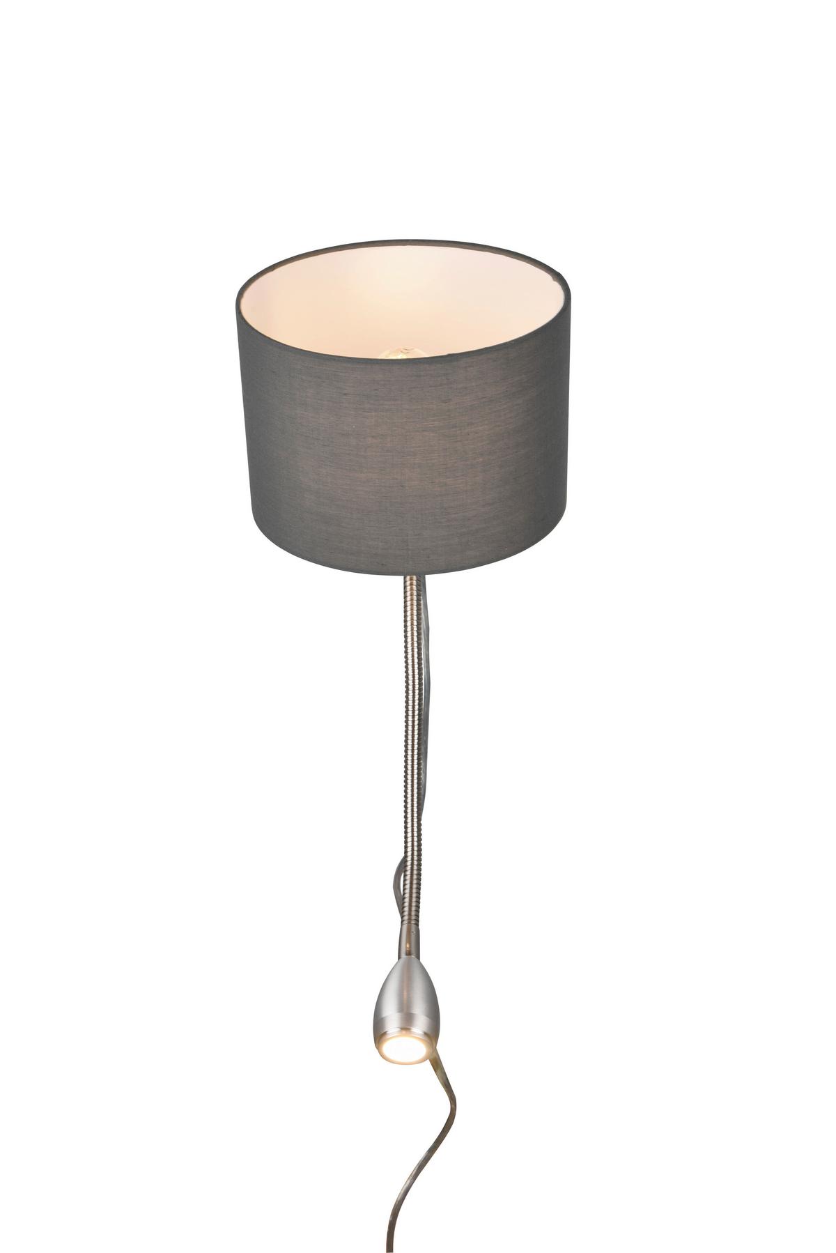 LED-Wandleuchte 2-Flammig Flexarm, Getrennt Schaltbar - Grau/Nickelfarben, Design, Textil/Metall (20/23cm) - Trio Leuchten