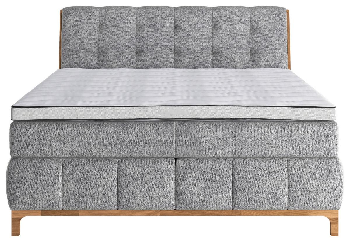 Boxspringbett Moon mit Topper 160x200 cm - Eichefarben/Silberfarben, MODERN, Holz/Holzwerkstoff (160/200cm) - MID.YOU