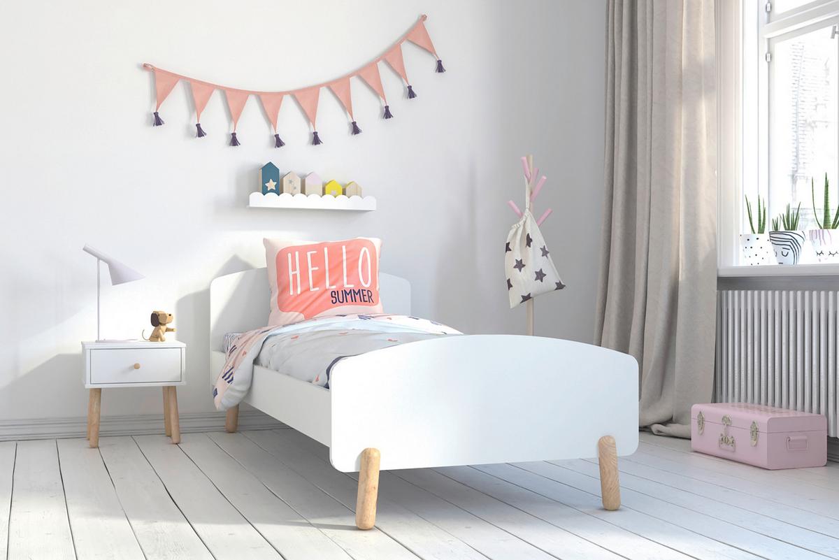BETT Naturfarben/Weiß 90x200cm - Weiß/Naturfarben, Design, Holz/Holzwerkstoff (90/200cm) - Livetastic