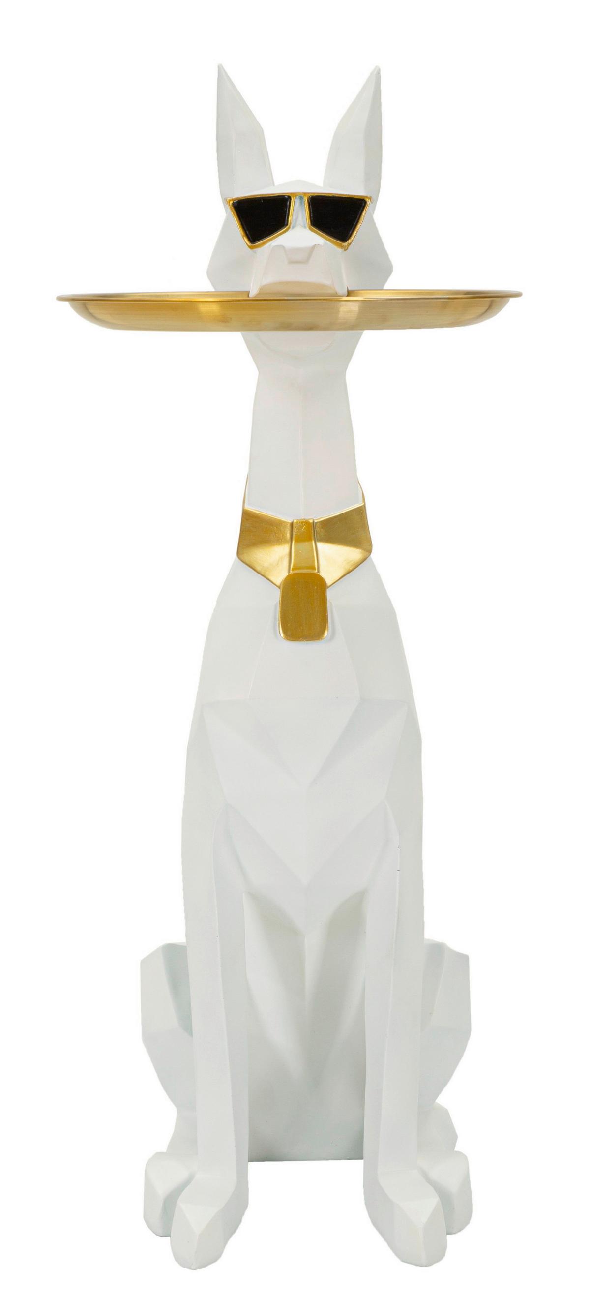 Skulptur Kunststoff/metall, Weiß/gold - Basics, Kunststoff/Metall (31/73/22cm)