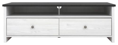 Lowboard Porto TV Cabinet - Lärchefarben/Schwarz, Design, Holzwerkstoff (128,5/44/44,5cm)