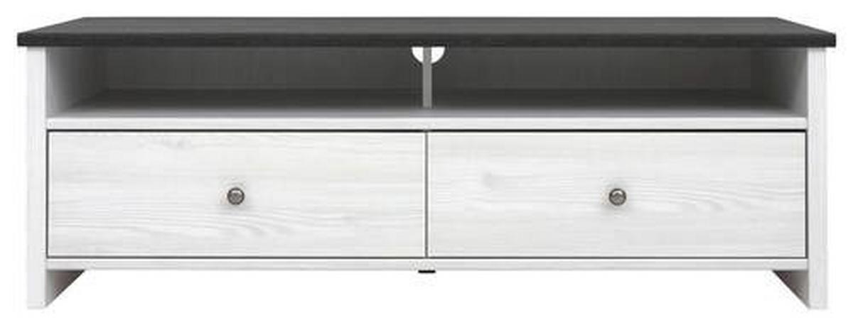 Lowboard Porto Tv Cabinet - Lärchefarben/Schwarz, Design, Holzwerkstoff (128,5/44/44,5cm)