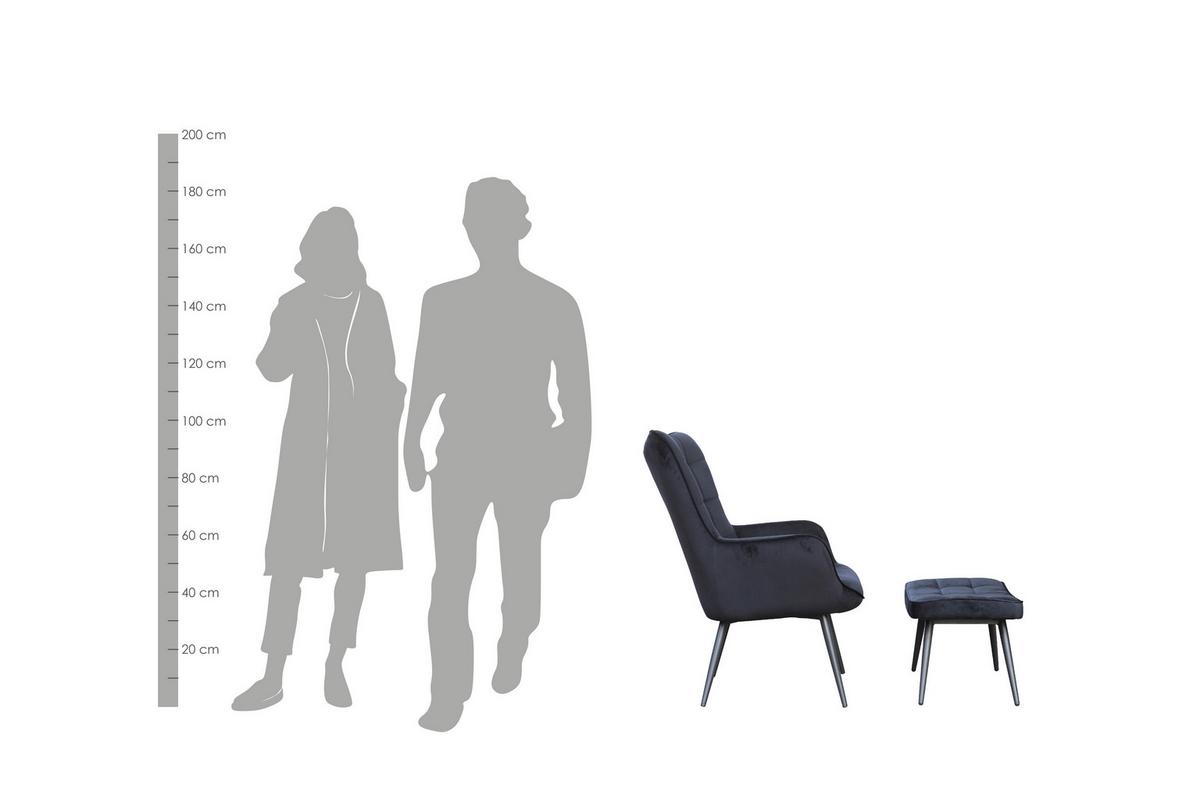 Polstersessel mit Armlehnen + Hocker Uta Textil Dunkelgrau - Dunkelgrau/Schwarz, MODERN, Holzwerkstoff/Textil (72/60/97/39/80/41cm) - MID.YOU