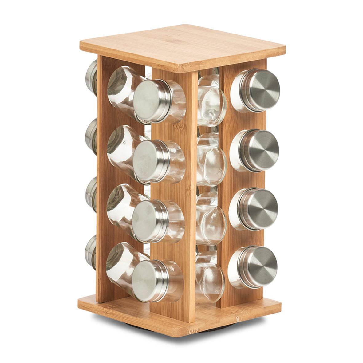 Gewürzkarussell Gewürzrondell - Transparent/Naturfarben, Basics, Glas/Holz (18/18/30cm) - Zeller Present