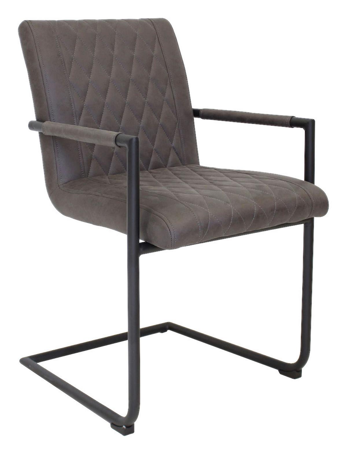 Armlehnstuhl Damian Anthrazit Gepolstert 2er-Set - Anthrazit/Schwarz, LIFESTYLE, Textil/Metall (52/88/63cm) - MID.YOU