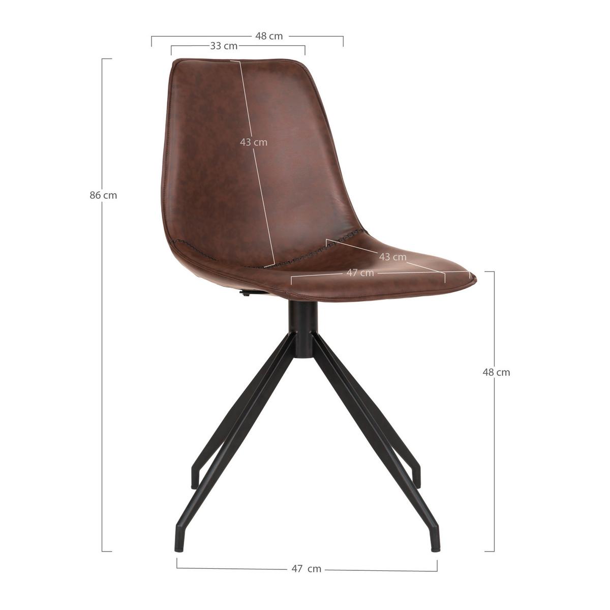 Stuhl-Set Monaco Dunkelbraun Schwarz B: 48 cm - Dunkelbraun/Schwarz, MODERN, Textil/Metall (48/86/56cm) - MID.YOU