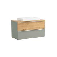 Waschtischkombi Verona Wildeiche/Schilfgrün B: 100cm - Schilfgrün/Wildeiche, Trend, Holzwerkstoff/Stein (100/63/47cm) - Held