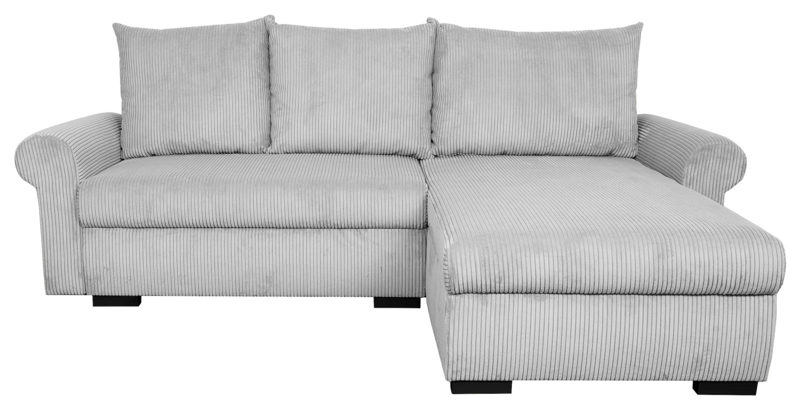 ECKSCHLAFSOFA Vasco, Hellgrau LF: 233x168 cm - Hellgrau/Schwarz, Trend, Textil (233/168cm)