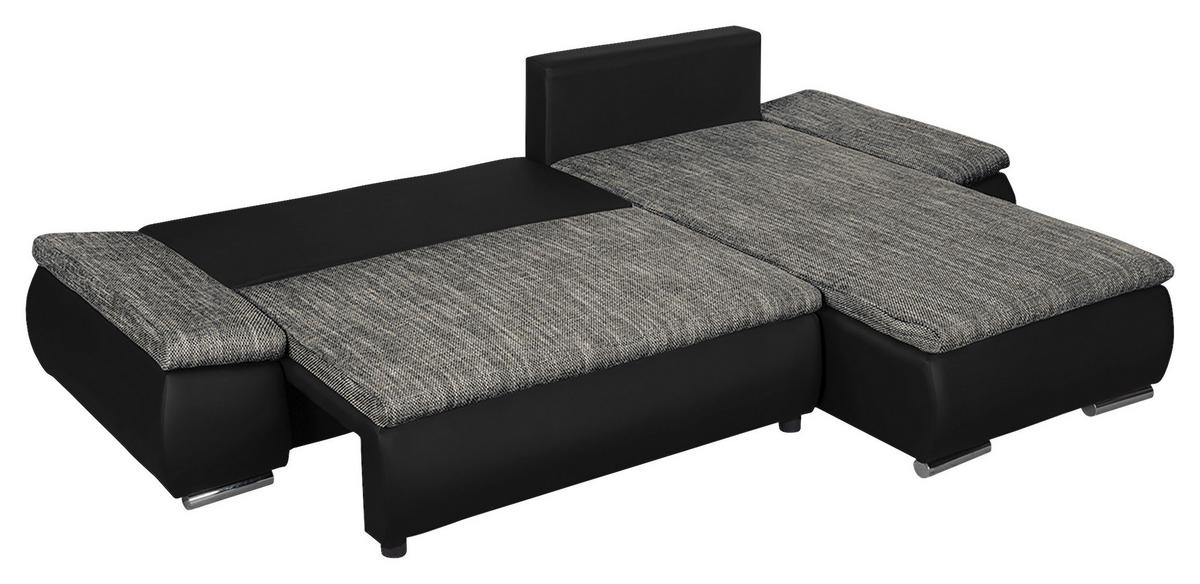 Ecksofa Acra Grau, Schwarz S:266x175cm - Chromfarben/Schwarz, Design, Textil (266/175cm) - Livetastic