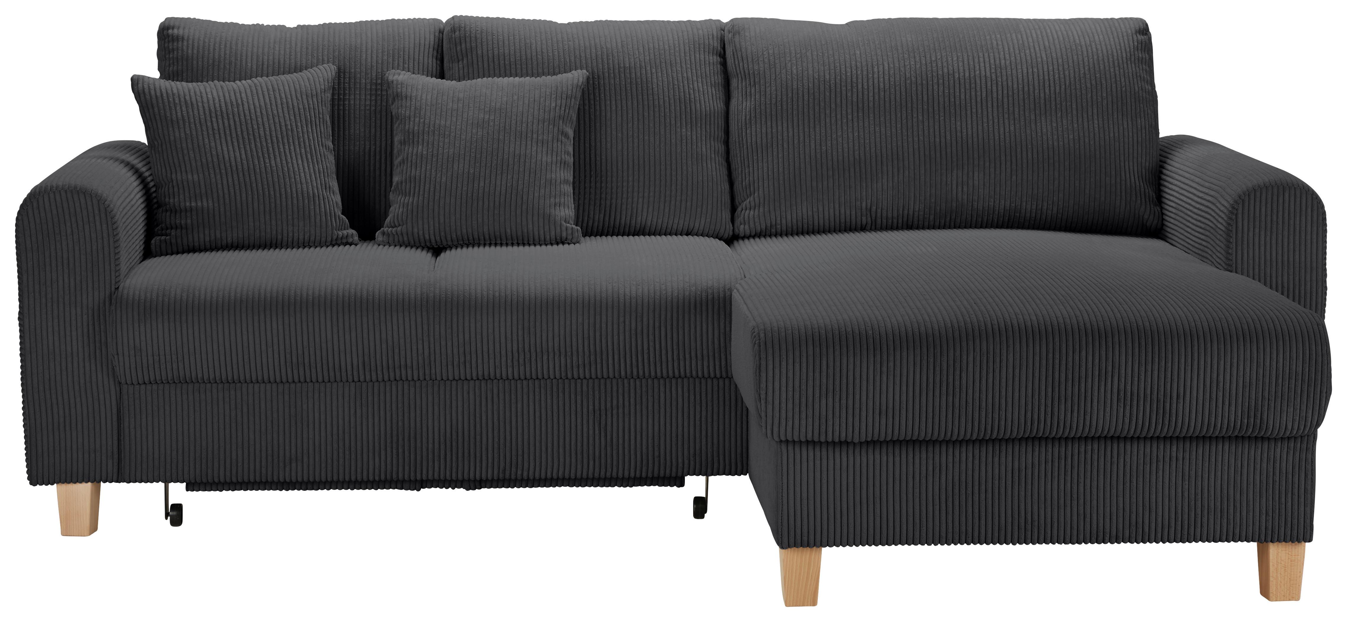 Rohová sedačka LILLE, obojstr., tmavosivý menčester - svetlohnedá/tmavosivá, Modern, drevo/textil (232/110/156cm) - Mömax