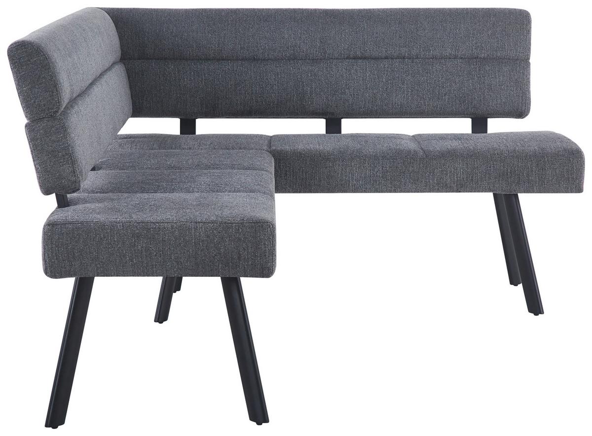 Eckbank Paros Anthrazit, S: 190x150 cm - Anthrazit/Schwarz, KONVENTIONELL, Textil/Metall (190/150cm) - MID.YOU