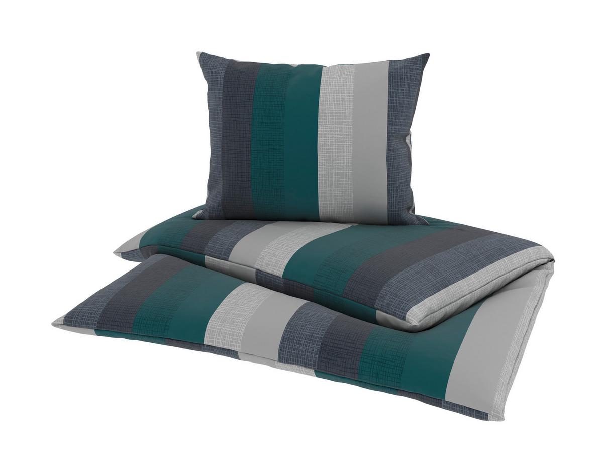 BETTWÄSCHE LINKÖPING - Petrol/Grau, MODERN, Textil - Luca Bessoni