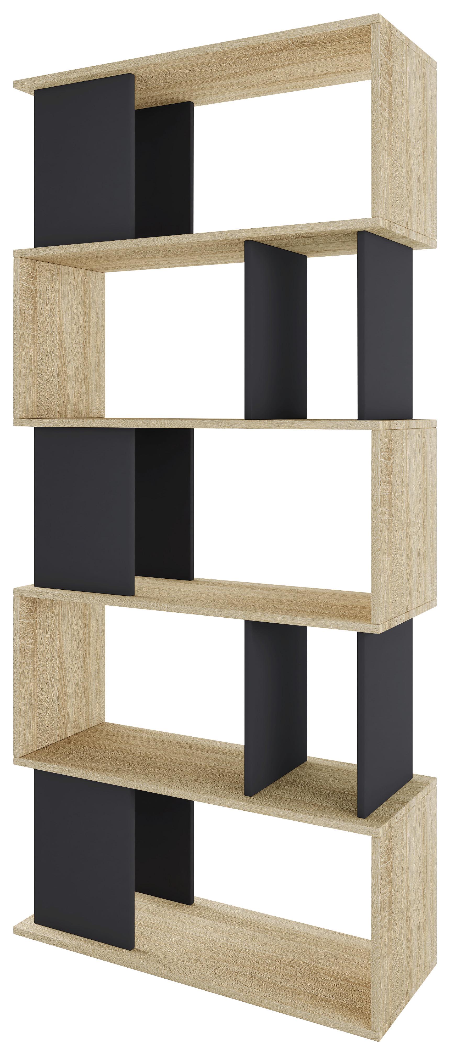 REGÁL LEGO - grafitová/dub sonoma, Modern, kompozitné drevo (80/175,3/33cm)