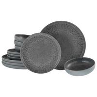 Jedálenský servis UNO VOLCANO, 12-dielny - antracitová, Trend, keramika - Creatable