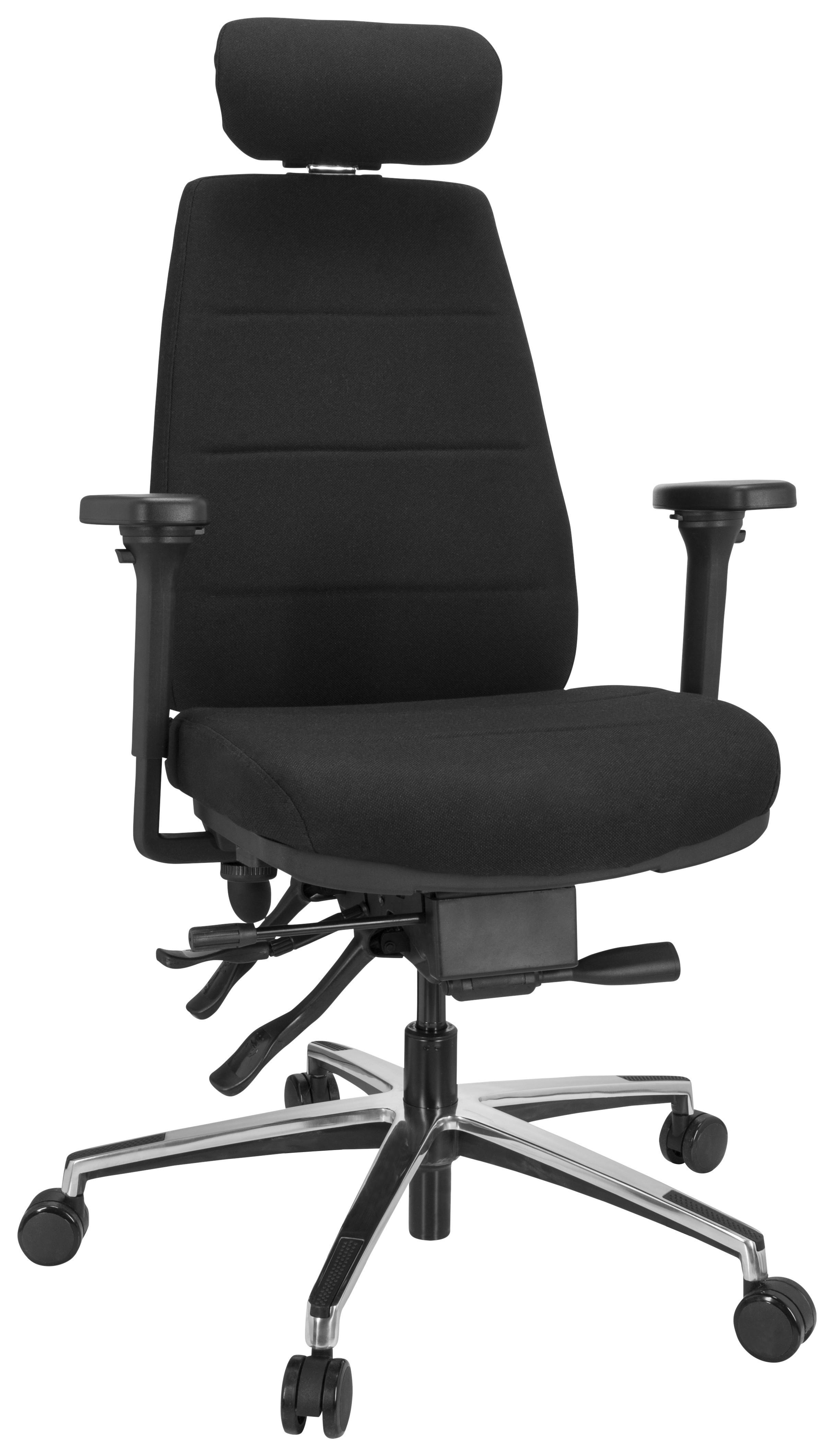 Bürostuhl Phoenix Pro Schwarz Bis 120 Kg - Silberfarben/Schwarz, Basics, Kunststoff/Textil (70/113/56cm) - MID.YOU
