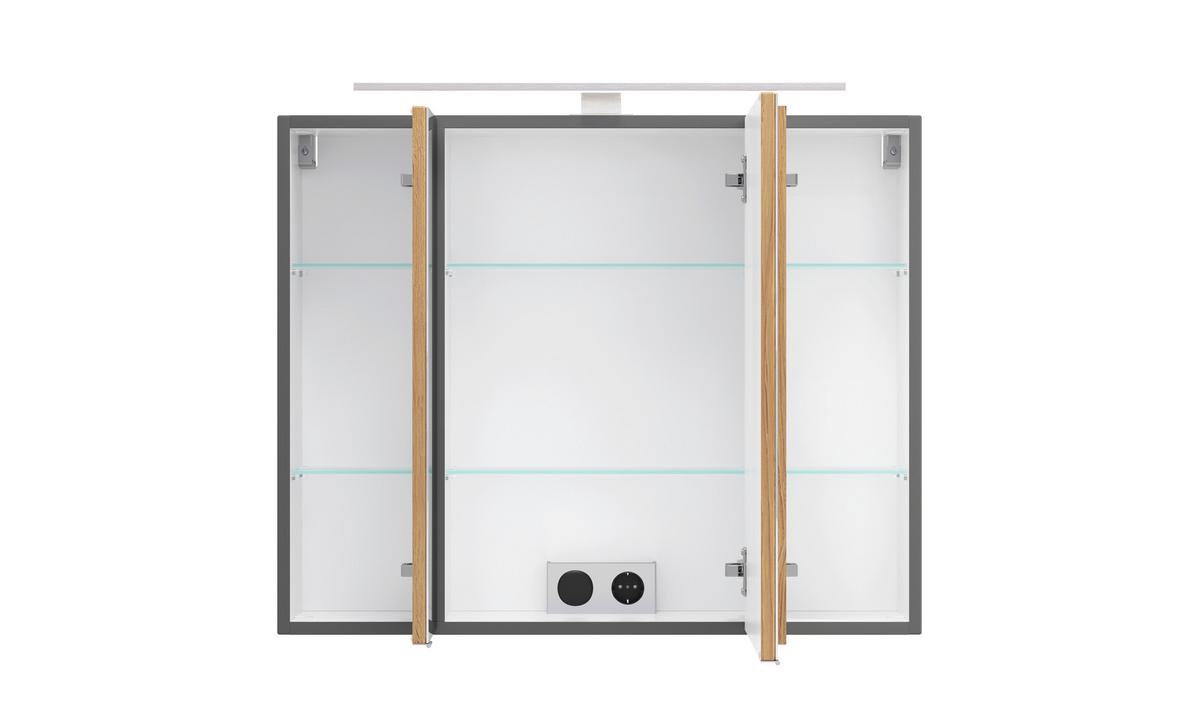 SPIEGELSCHRANK Verona Grau B: 80cm - Wildeiche/Grau, Trend, Glas/Holzwerkstoff (80/64/20cm) - Held
