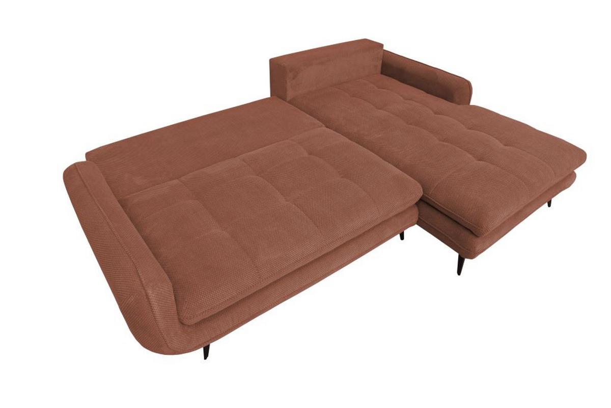 Rohová sedačka WAVE, pravá, indická růžová - starorůžová/černá, Moderní, kov/textil (266/189cm)