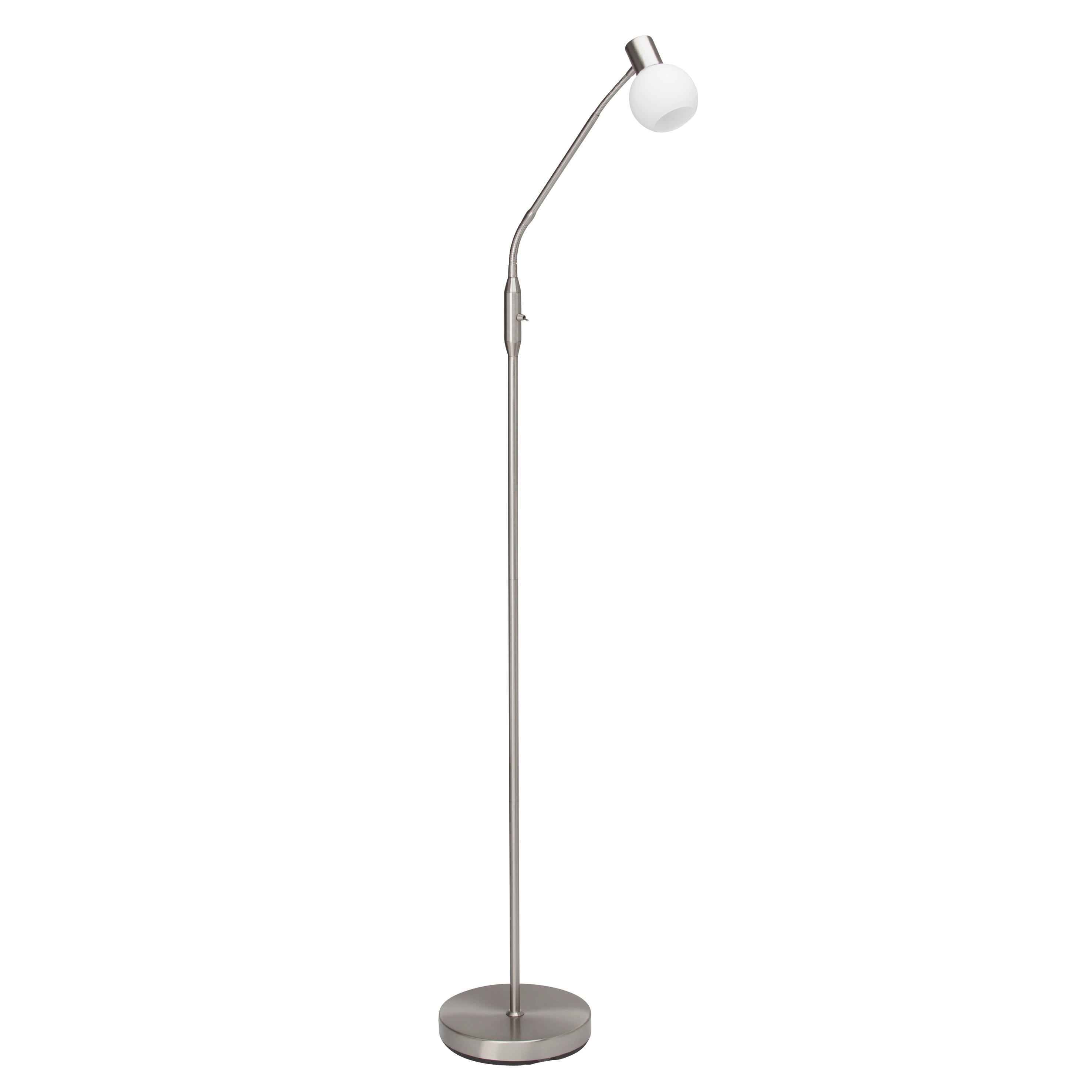 Stehlampe Philo Silberfarben/Weiß Kippschalter