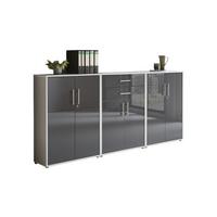 Aktenschrank Office Edition Grau/anthrazit Hg B: 253,2cm - Anthrazit Hochglanz/Grau, MODERN, Holzwerkstoff (253,2/113,6/33cm) - MID.YOU