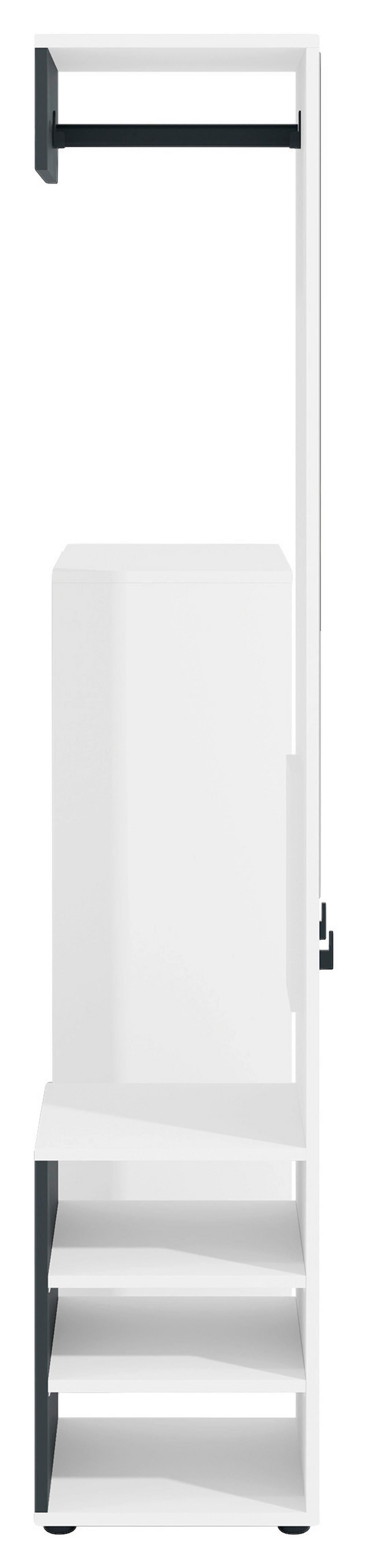 Garderobe Lyon Weiß/Schwarz B: 110 cm - Schwarz/Weiß, Design, Holzwerkstoff (110/186/35cm) - MID.YOU