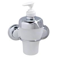 Seifenspender Riva Edelstahl/Weißglas, Saugsystem - Chromfarben/Weiß, KONVENTIONELL, Glas/Metall (12/17/7,9cm) - Homezone