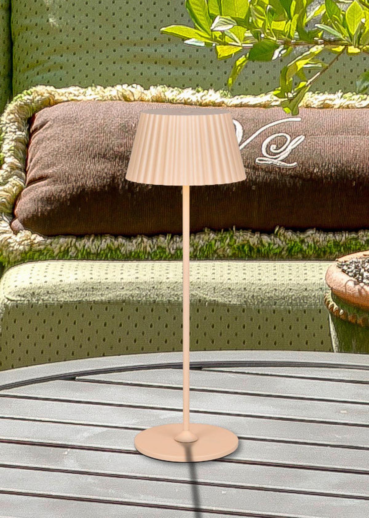 Akku-Tischleuchte Suarez Sandfarben D: 13,5 cm - Sandfarben, Design, Metall (13,5/39,1cm)
