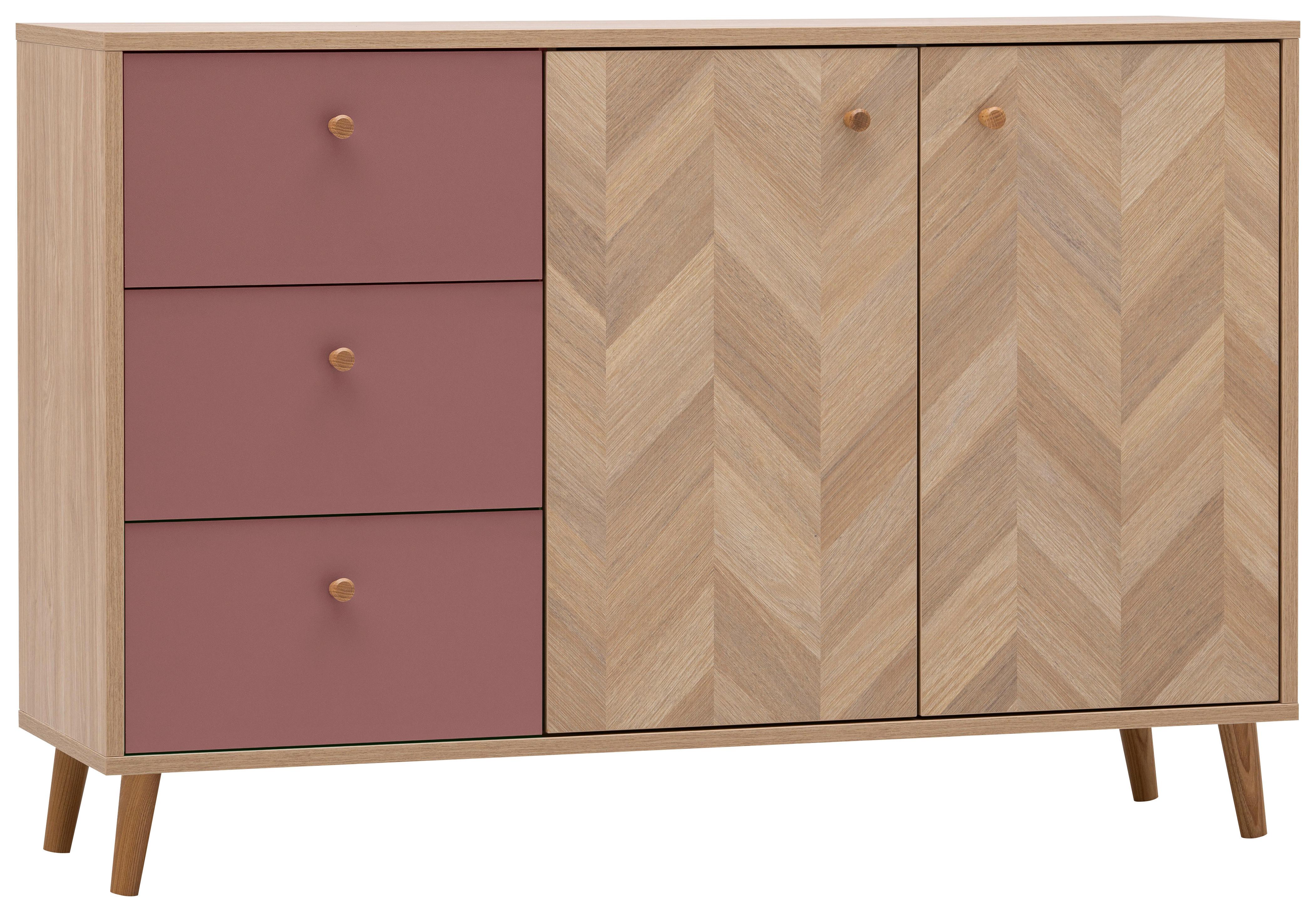 Sideboaard Visby Eichefarben/Mauve B: 109cm - Eichefarben/Mauve, Design, Holzwerkstoff (109/73,9/33,05cm) - MID.YOU