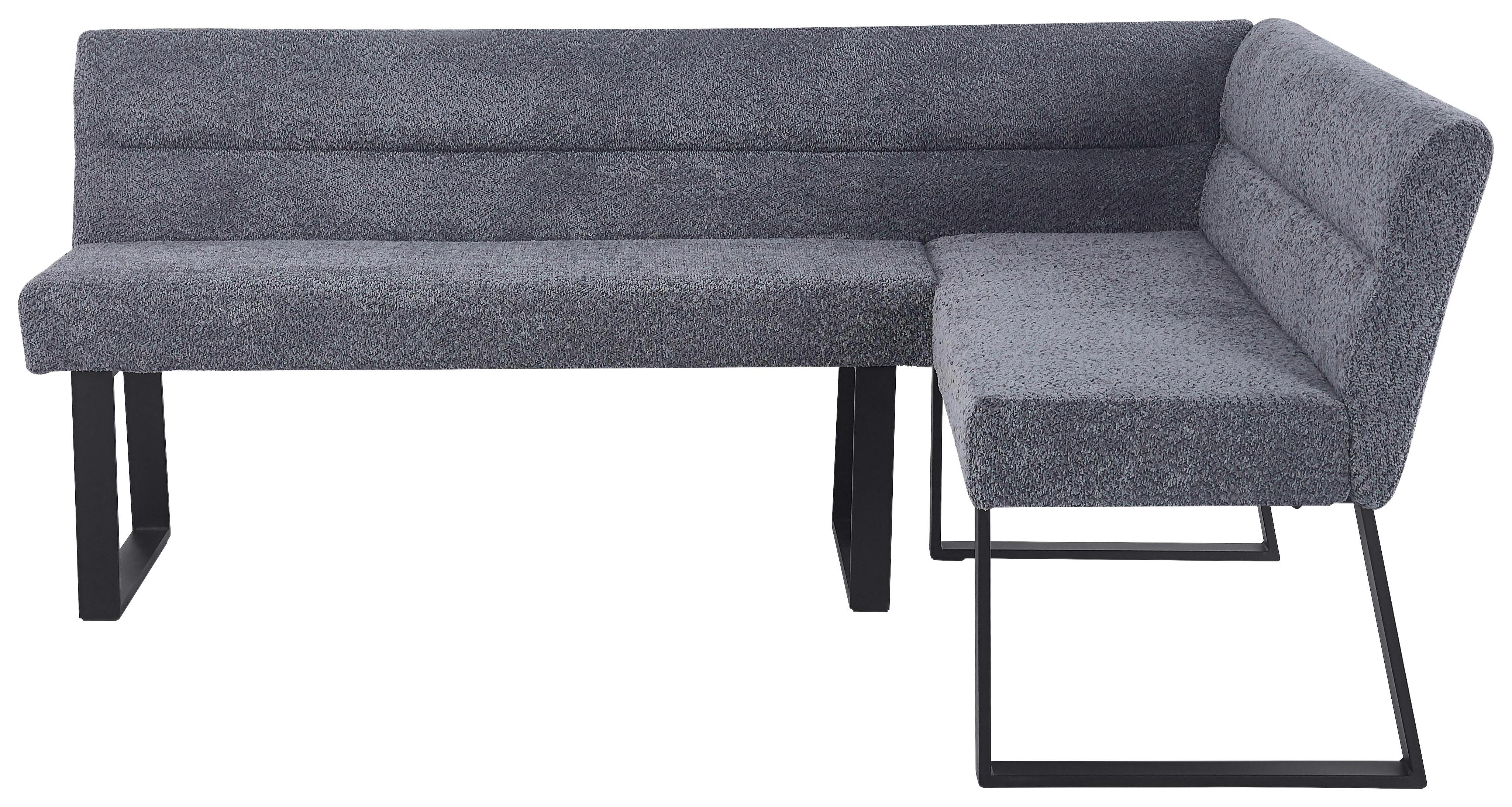 Eckbank Kea Leinenopt. Grau, S. 190x150cm - Schwarz/Grau, KONVENTIONELL, Textil/Metall (190/150cm) - MID.YOU