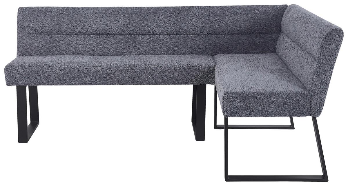 Eckbank Kea Leinenoptik Grau, S: 190x150cm - Schwarz/Grau, KONVENTIONELL, Textil/Metall (190/150cm) - MID.YOU
