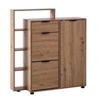 Schuhschrank Eichefarben Dekor B: 98 cm - Eichefarben/Schwarz, Design, Holzwerkstoff (98/110/30cm) - MID.YOU