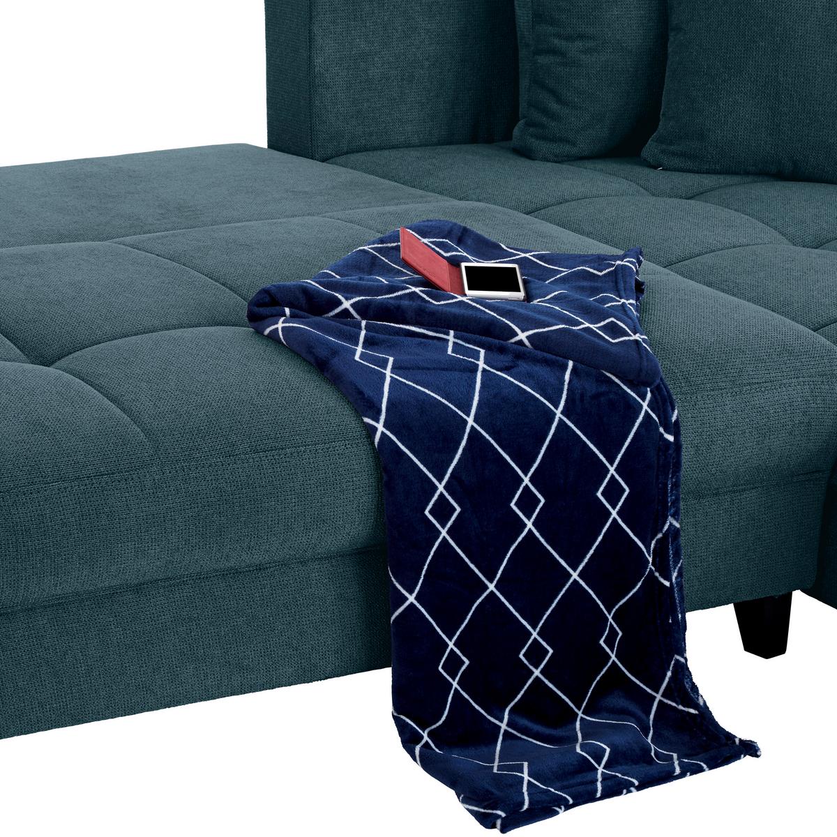 Ecksofa Mendoza - Petrol/Schwarz, Design, Textil (309/197cm) - Ondega