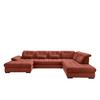 Wohnlandschaft mit Bettkasten Rigatti Koralle B: 387 cm - Koralle/Schwarz, MODERN, Textil (184/387/252cm) - Livetastic