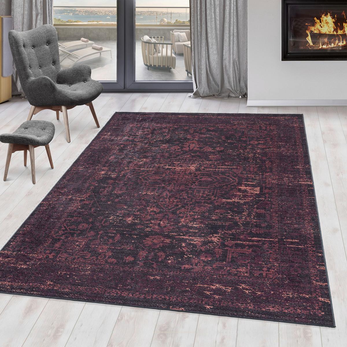 Flachwebteppich Fiesta - Rot/Schwarz, Design, Textil (120/170cm) - Novel