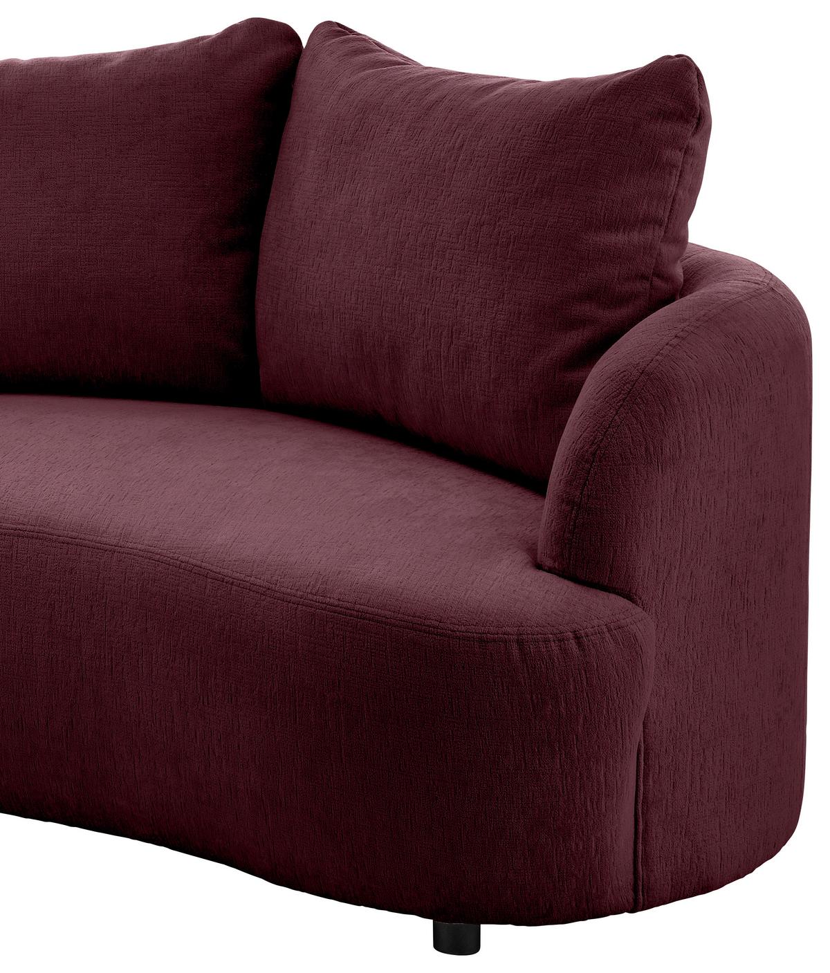 Ecksofa Doppo, Bordeaux S: 250x139 cm - Bordeaux/Schwarz, MODERN, Textil (250/139cm) - Livetastic