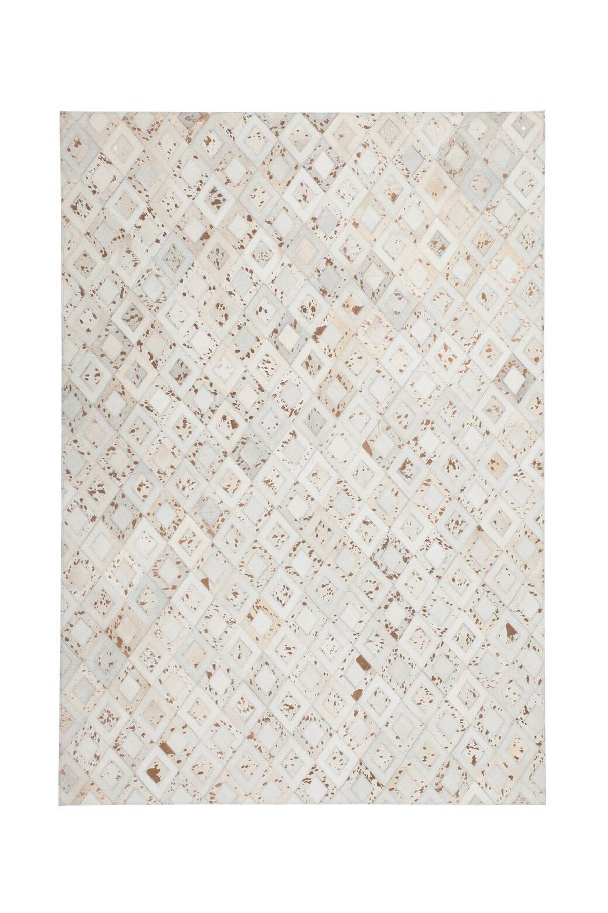 Flachwebteppich, 80x150 cm Spark 110 Elfenbein/Ch 80x150 - Chromfarben/Beige, Design, Leder (80/150cm) - Novel